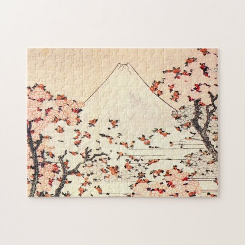 Hokusai Mount Fuji Cherry Blossoms Puzzle