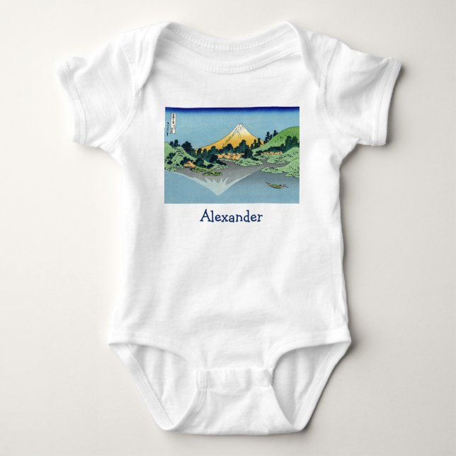 Hokusai - Mount Fuji Reflects in Lake Kawaguchi Baby Bodysuit (Front)
