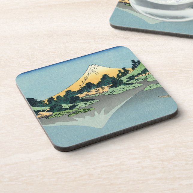 Hokusai Mount Fuji reflects in Lake Kawaguchi     Beverage Coaster (Left Side)