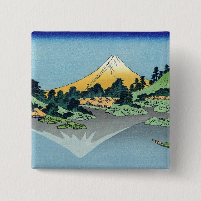 Hokusai - Mount Fuji Reflects in Lake Kawaguchi Button (Front)