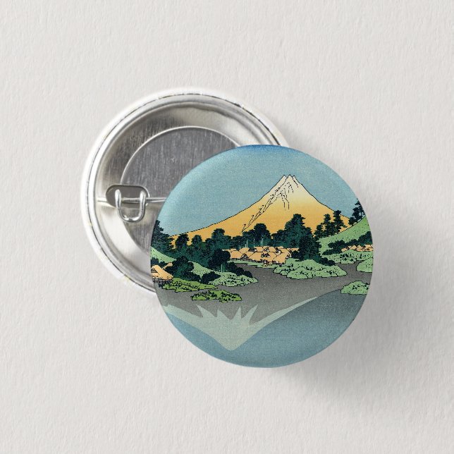 Hokusai Mount Fuji reflects in Lake Kawaguchi    Button (Front & Back)