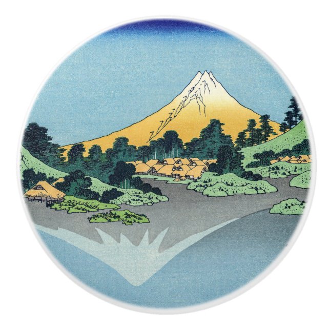Hokusai - Mount Fuji Reflects in Lake Kawaguchi Ceramic Knob (Front)