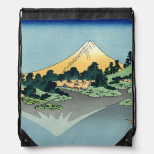 Hokusai Mount Fuji reflects in Lake Kawaguchi Drawstring Bag