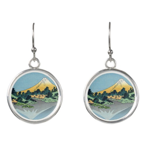 Hokusai _ Mount Fuji Reflects in Lake Kawaguchi Earrings