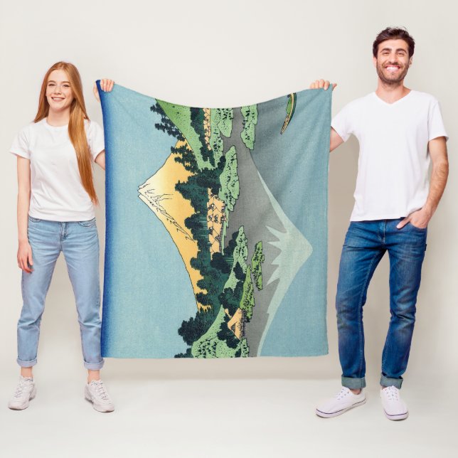 Hokusai Mount Fuji reflects in Lake Kawaguchi  Fleece Blanket (In Situ)