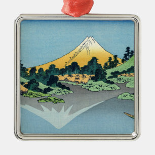 Hokusai - Mount Fuji Reflects in Lake Kawaguchi  Metal Ornament