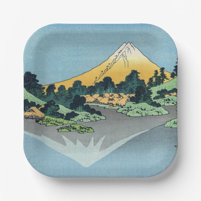 Hokusai - Mount Fuji Reflects in Lake Kawaguchi Paper Plates (Front)