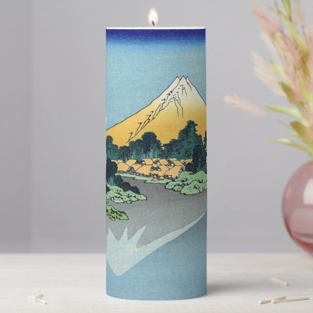 Hokusai - Mount Fuji Reflects in Lake Kawaguchi Pillar Candle (In Situ)