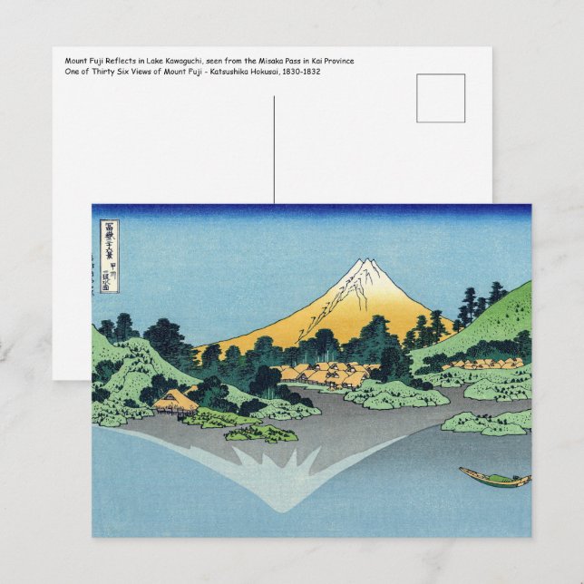 Hokusai - Mount Fuji Reflects in Lake Kawaguchi Postcard (Front/Back)