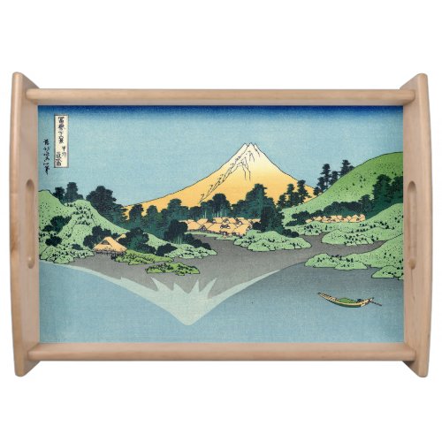 Hokusai Mount Fuji reflects in Lake Kawaguchi  Serving Tray