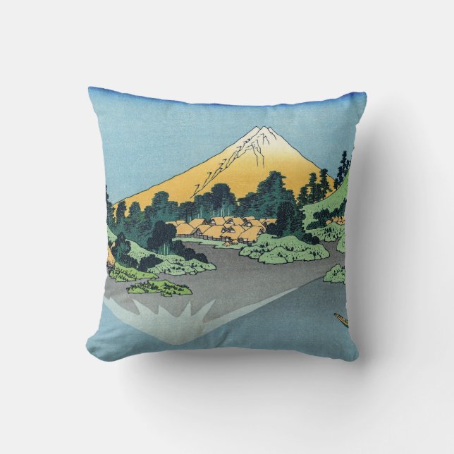 Hokusai - Mount Fuji Reflects in Lake Kawaguchi  Throw Pillow (Front)