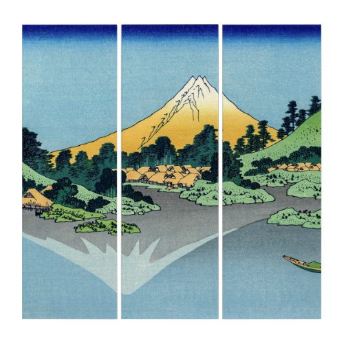 Hokusai _ Mount Fuji Reflects in Lake Kawaguchi Triptych