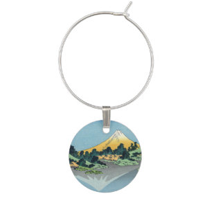 Hokusai - Mount Fuji Reflects in Lake Kawaguchi Wine Charm