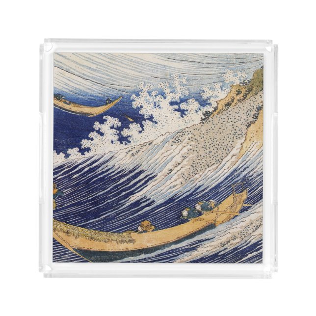 Hokusai Ocean Waves Sea Boats Acrylic Tray (Front)