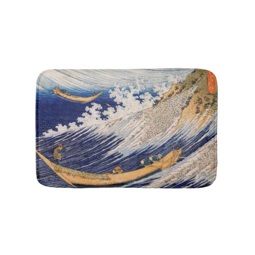 Hokusai Ocean Waves Sea Boats Bath Mat