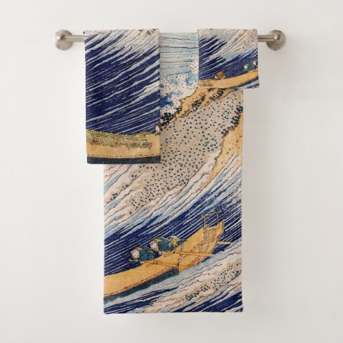 Hokusai Ocean Waves Sea Boats Bath Towel Set