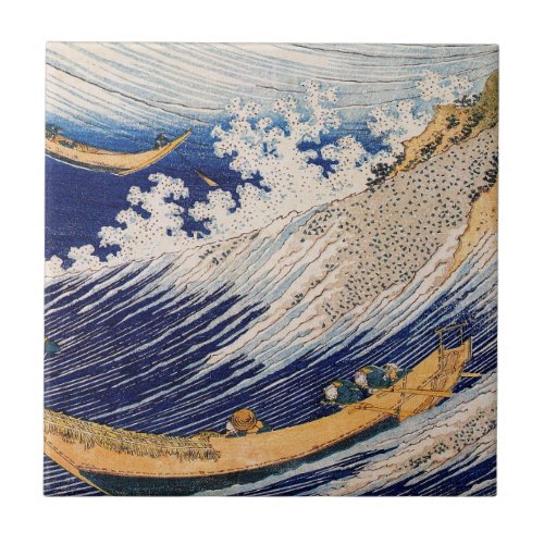 Hokusai Ocean Waves Sea Boats Ceramic Tile