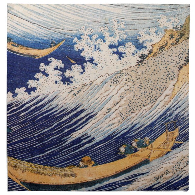 Hokusai Ocean Waves Sea Boats Cloth Napkin (Front)