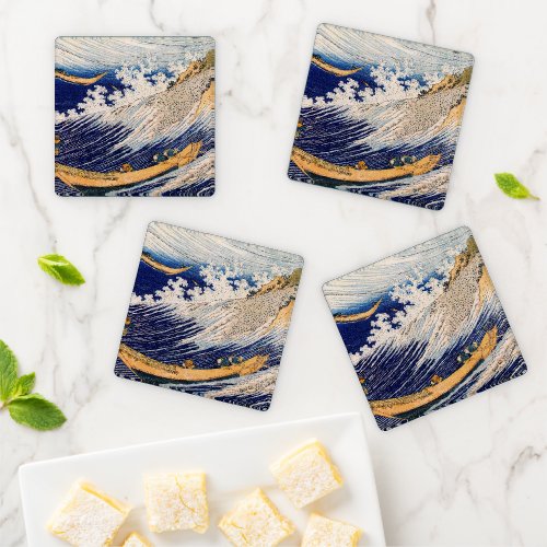 Hokusai Ocean Waves Sea Boats Coaster Set