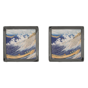 Hokusai Ocean Waves Sea Boats Cufflinks