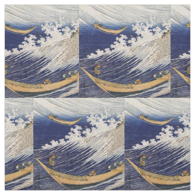 Hokusai Ocean Waves Sea Boats Fabric (Swatch)