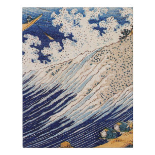 Hokusai Ocean Waves Sea Boats Faux Canvas Print