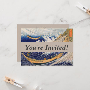 Hokusai Ocean Waves Sea Boats Invitation