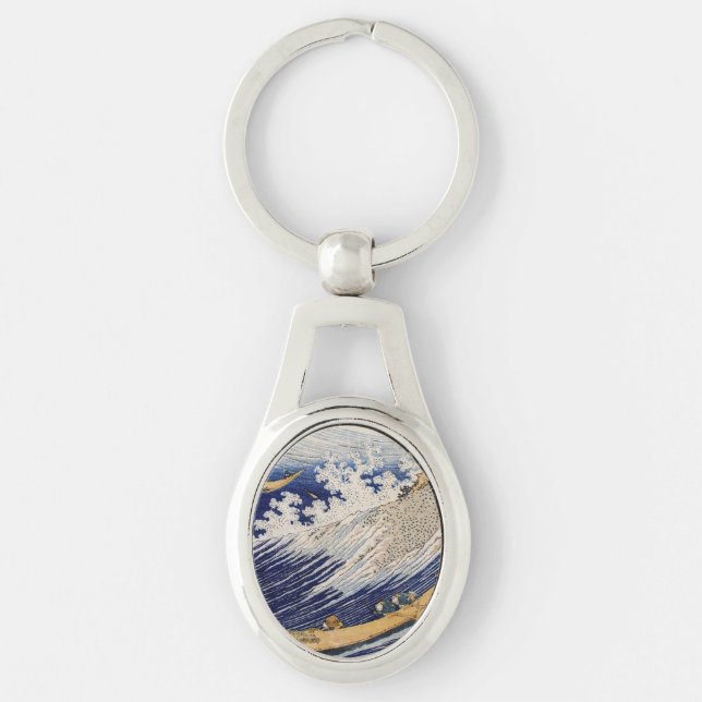 Hokusai Ocean Waves Sea Boats Keychain (Front)