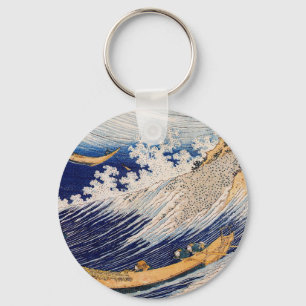 Hokusai Ocean Waves Sea Boats Keychain