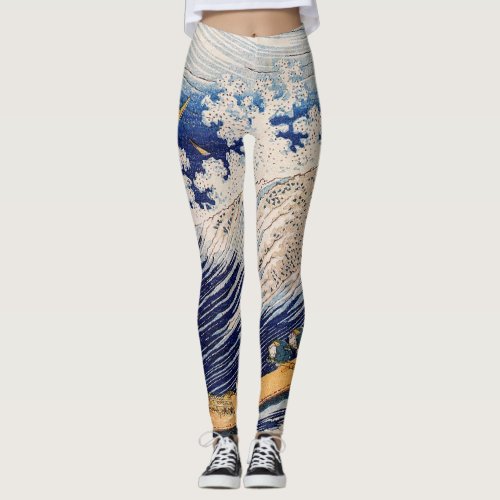 Hokusai Ocean Waves Sea Boats Leggings