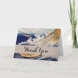 Hokusai Ocean Waves Sea Boats Letterpress Thank You Card