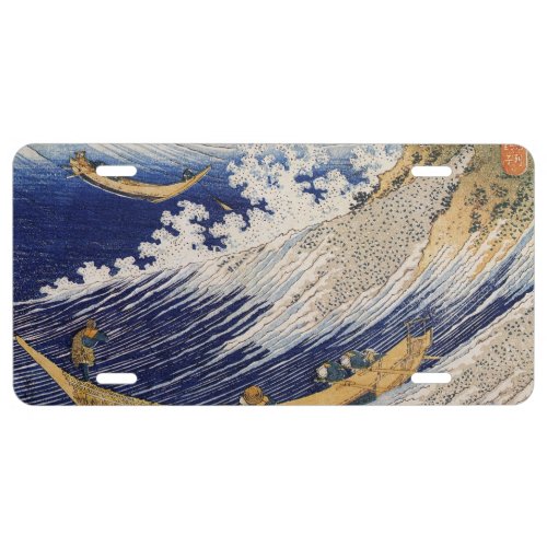 Hokusai Ocean Waves Sea Boats License Plate