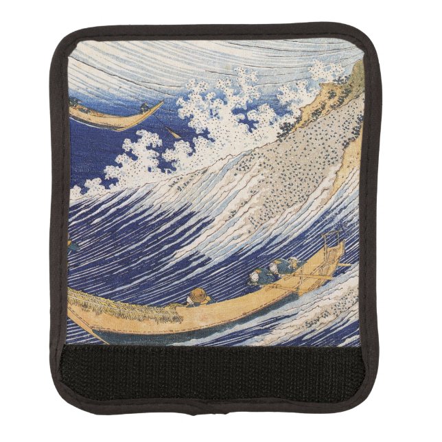 Hokusai Ocean Waves Sea Boats Luggage Handle Wrap (Front)
