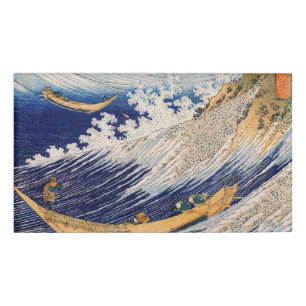 Hokusai Ocean Waves Sea Boats Name Tag