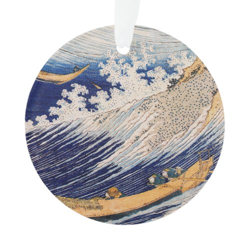 Hokusai Ocean Waves Sea Boats Ornament