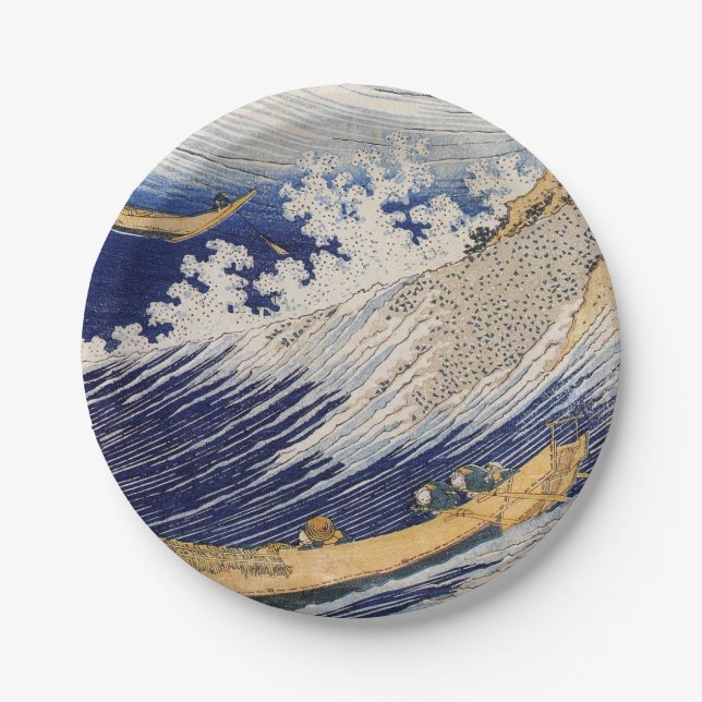 Hokusai Ocean Waves Sea Boats Paper Plates (Front)