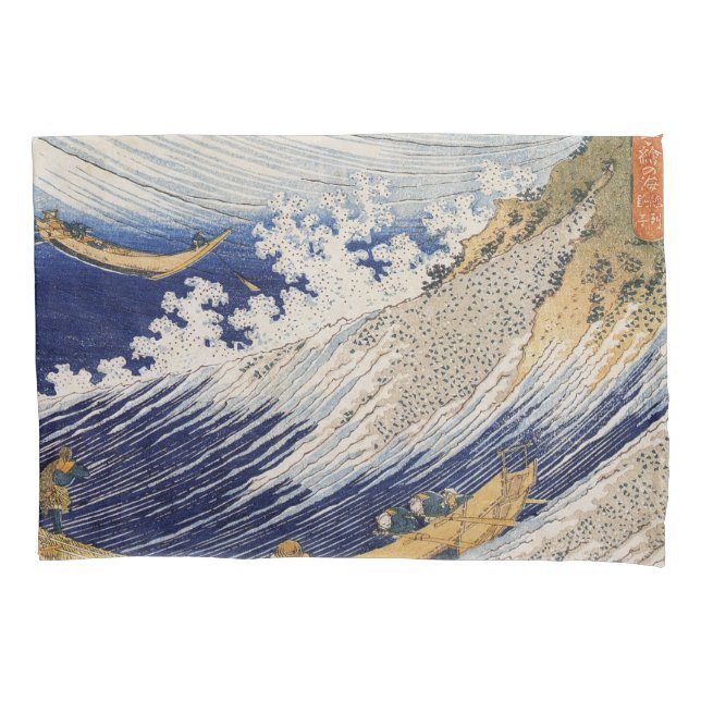 Hokusai Ocean Waves Sea Boats Pillow Case (Front)