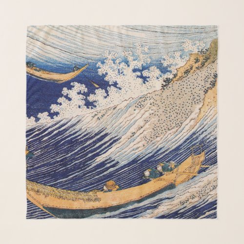 Hokusai Ocean Waves Sea Boats Scarf