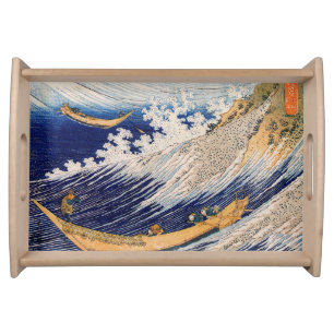 Hokusai Ocean Waves Sea Boats Serving Tray