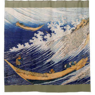 Hokusai Ocean Waves Sea Boats Shower Curtain