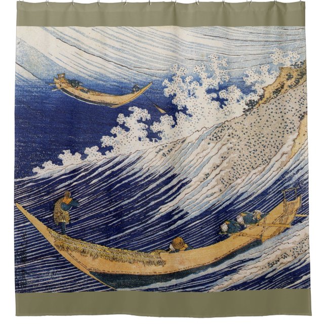 Hokusai Ocean Waves Sea Boats Shower Curtain (Front)