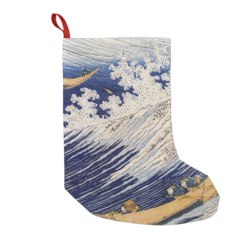 Hokusai Ocean Waves Sea Boats Small Christmas Stocking