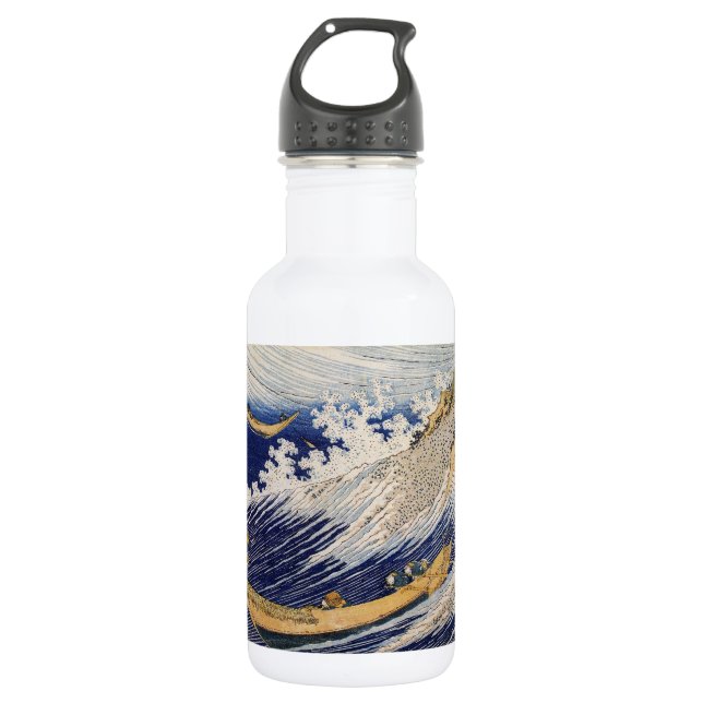 Hokusai Ocean Waves Sea Boats Stainless Steel Water Bottle (Front)