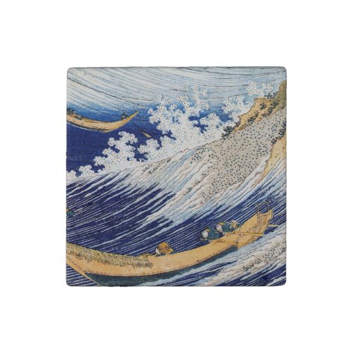 Hokusai Ocean Waves Sea Boats Stone Magnet