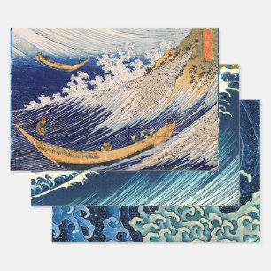 Hokusai Ocean Waves Sea Boats Wrapping Paper Sheets