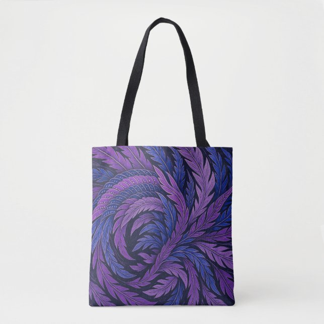 Hokusai Phoenix Tote Purple Feather Japan Art Bag (Front)