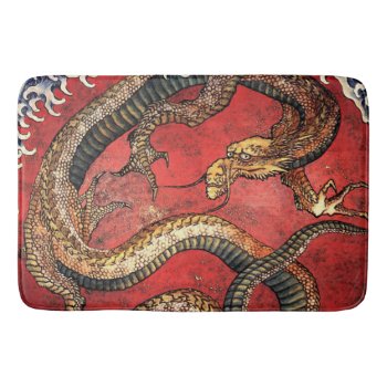 Hokusai Red Water Dragon Bathroom Mat by LilithDeAnu at Zazzle
