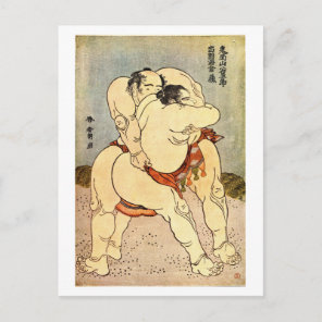 Hokusai Sumo Wrestlers Postcard