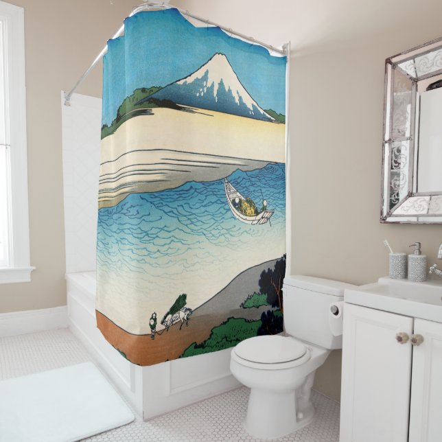 Hokusai - Tama river in the Musashi province Shower Curtain (In Situ)