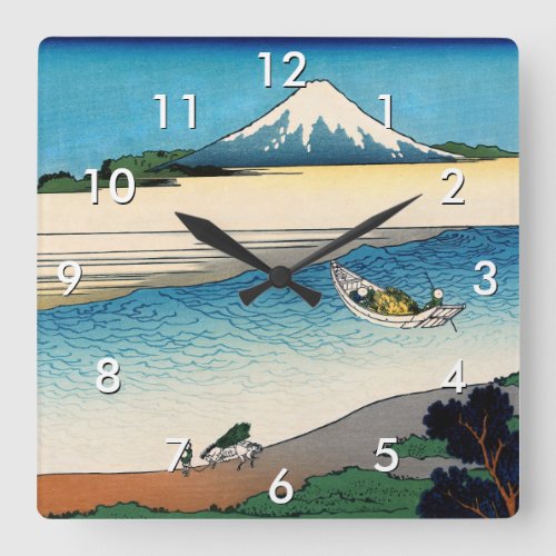 Hokusai _ Tama river in the Musashi province Square Wall Clock
